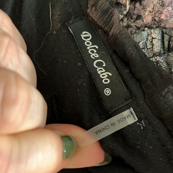 Dolce Cabo Cardigan Sweater Leather Rosettes Trim Size Large - Picture 10 of 14